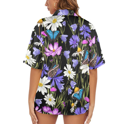 Butterfly Flowers - Womens Hawaiian Shirt