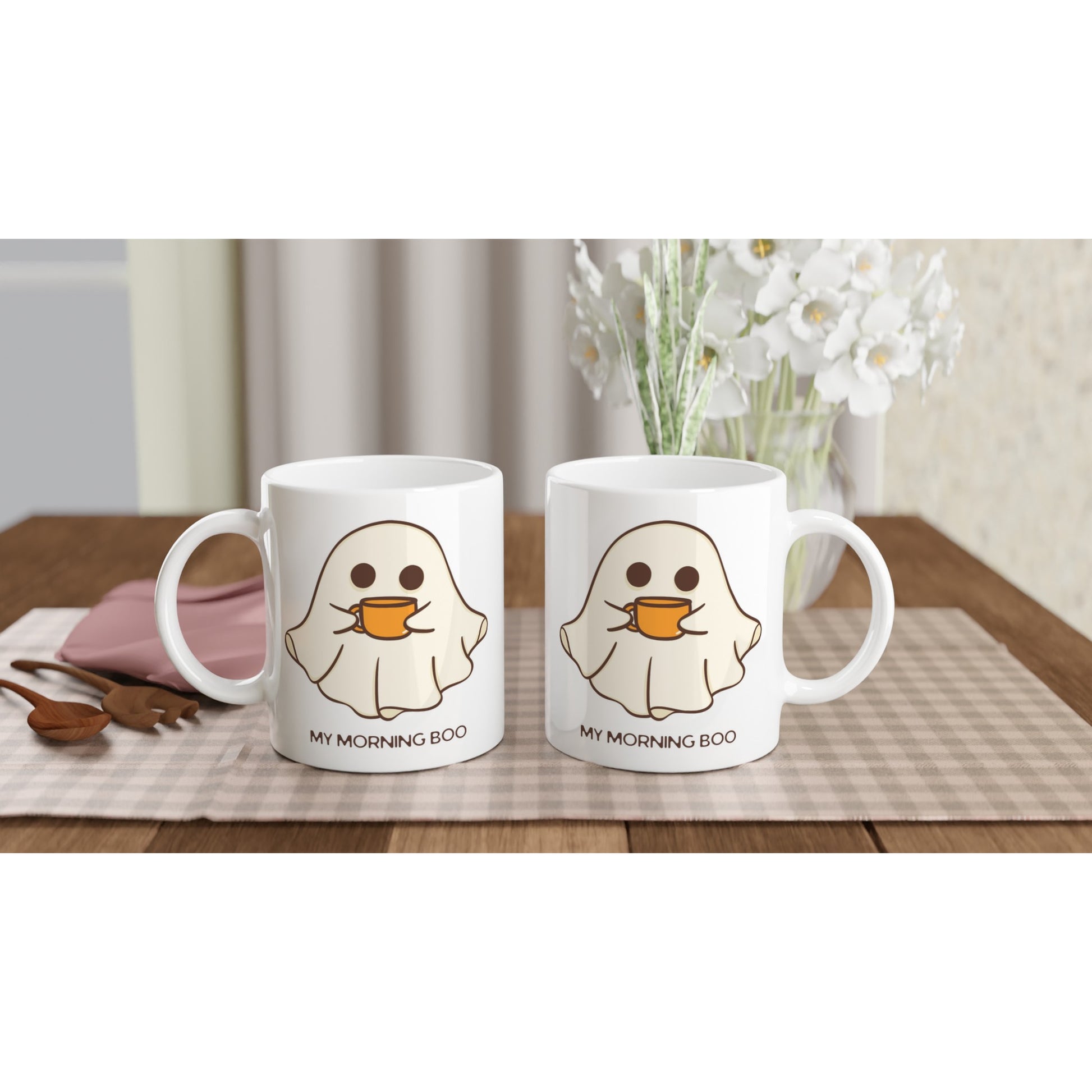 My Morning Boo - White 11oz Ceramic Mug White 11oz Mug Coffee Globally Fulfilled Sci Fi