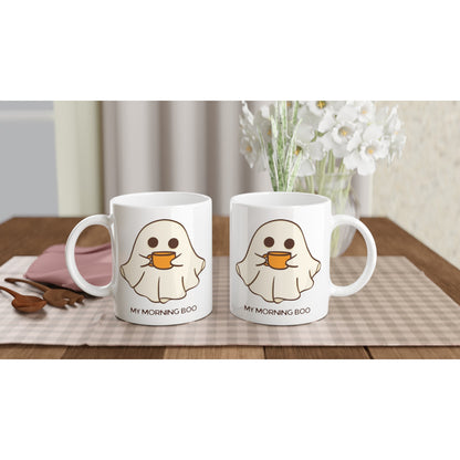 My Morning Boo - White 11oz Ceramic Mug White 11oz Mug Coffee Globally Fulfilled Sci Fi