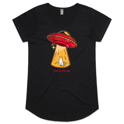 Here For The Cats, UFO - Womens Scoop Neck T-Shirt