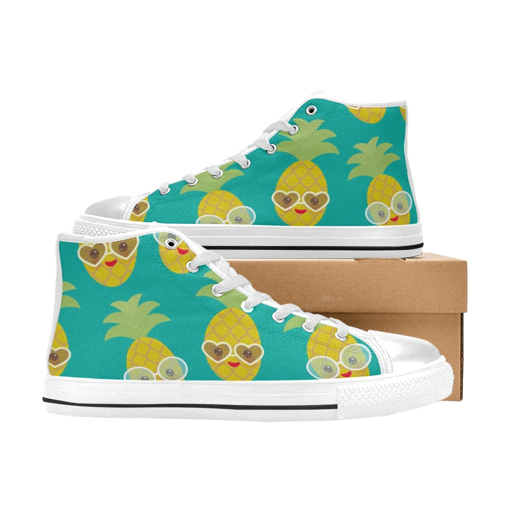 Pineapples With Glasses - Men's High Top Canvas Shoes