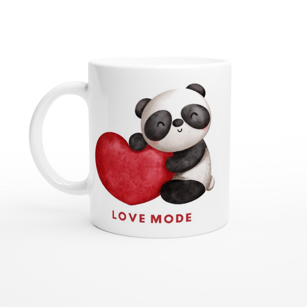 Panda Love Mode - White 11oz Ceramic Mug White 11oz Mug animal Globally Fulfilled love