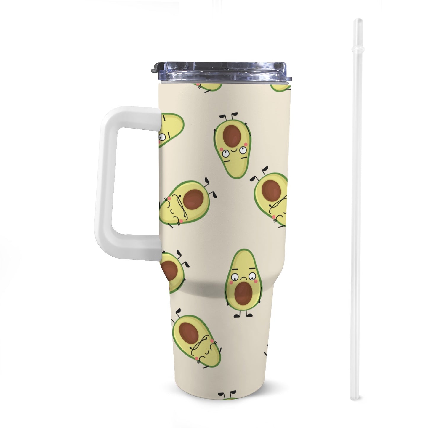 Avocado Characters - 40oz Tumbler with White Handle