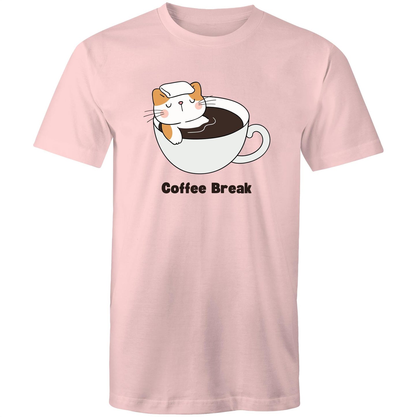 Cat Coffee Break - Mens T-Shirt Pink Mens T-shirt animal Coffee
