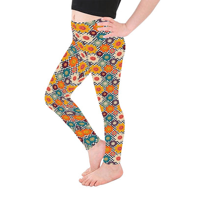 Happy Retro Flowers - Kid's Ankle Length Leggings