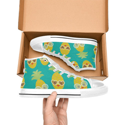 Pineapples With Glasses - Women's High Top Canvas Shoes