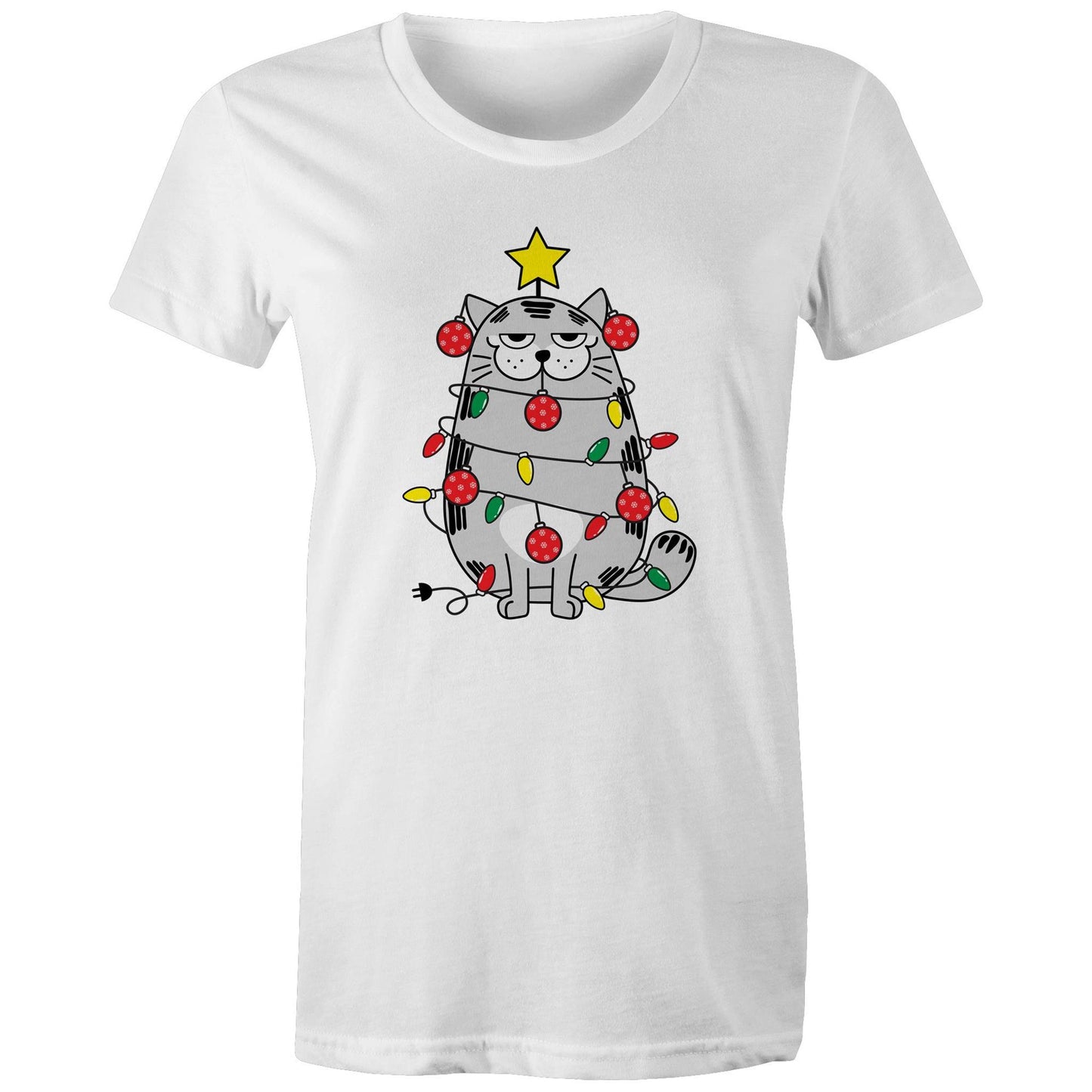 Cat Christmas Lights - Womens T-shirt