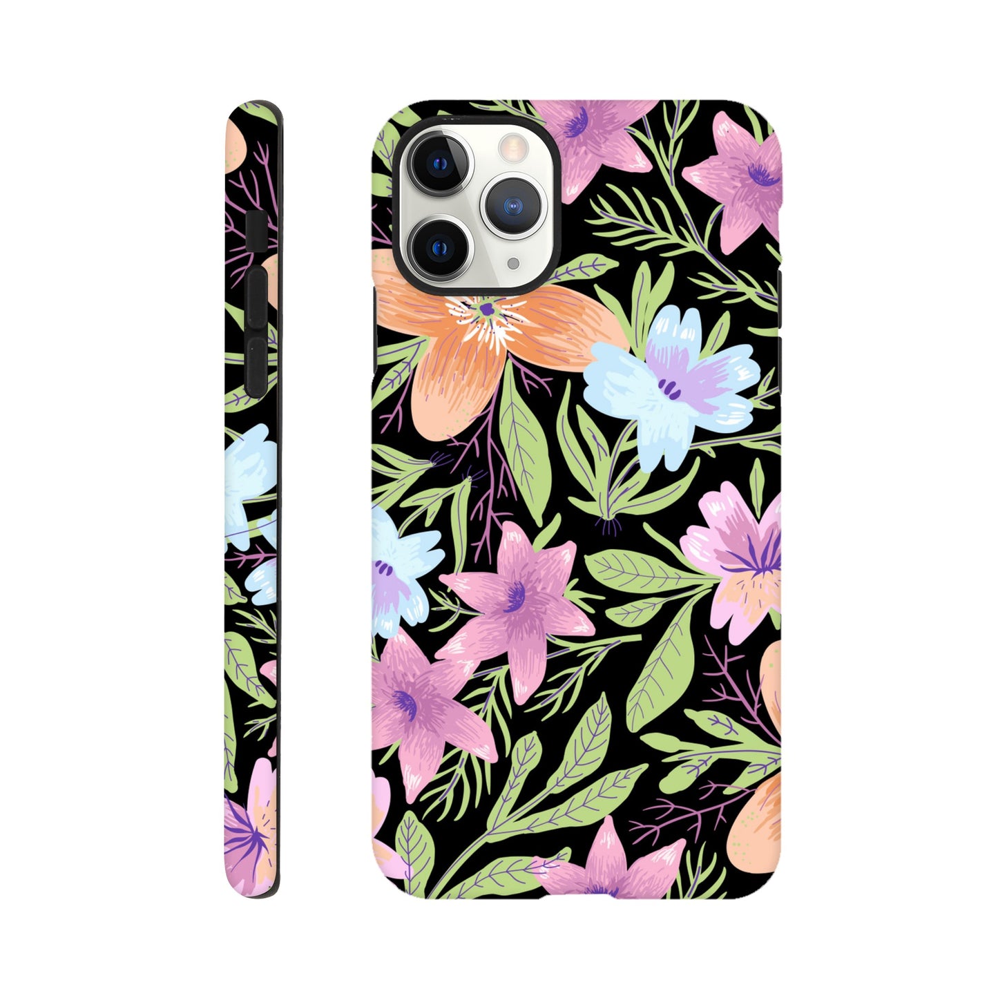 Black Floral - Phone Tough Case iPhone 11 Pro Max Phone Case Globally Fulfilled