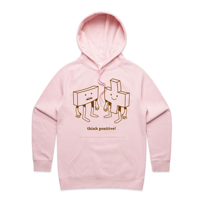Think Positive, Plus And Minus - Women's Supply Hood Pink Womens Supply Hoodie Maths Motivation