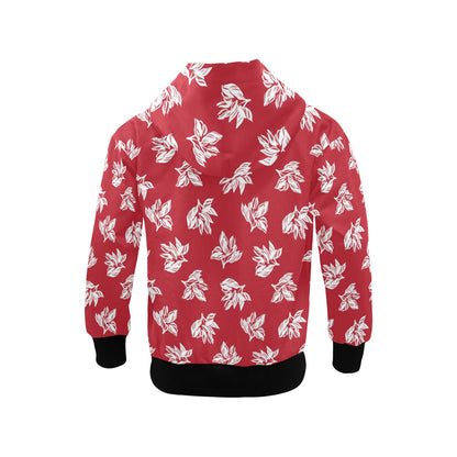 Red Retro Foliage, Hawaiian Flower - Senior Girls Zip Up Hoodie