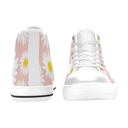 Daisies On Pink - Women's High Top Canvas Shoes