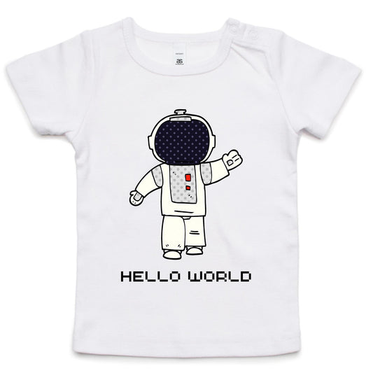 Astronaut, Hello World - Baby T-shirt White Baby T-shirt Space