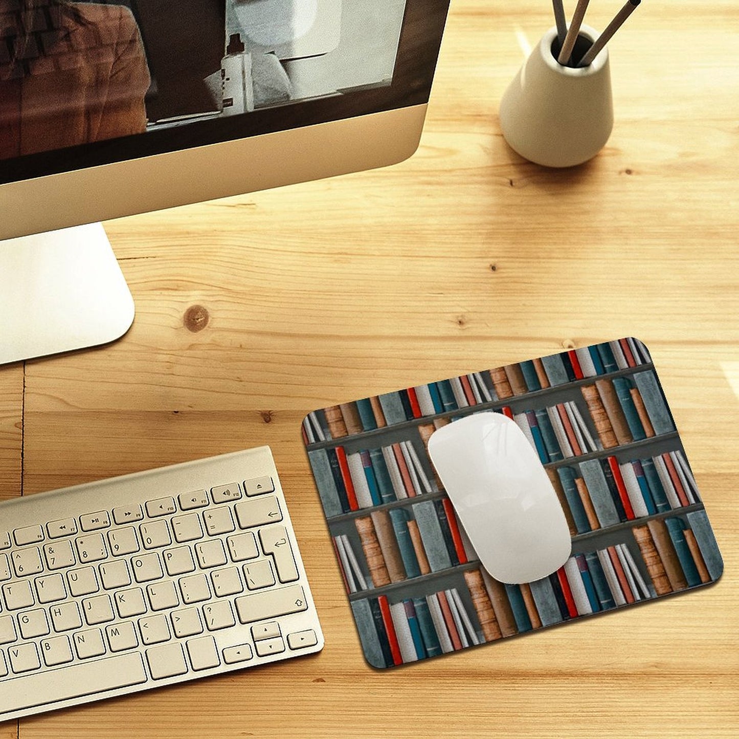 Books - Leather Mouse Pad