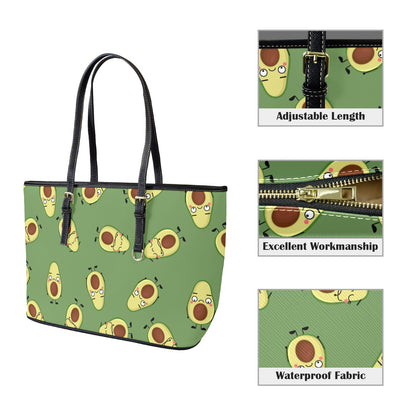 Avocado Characters - Leather Tote Bag-Large