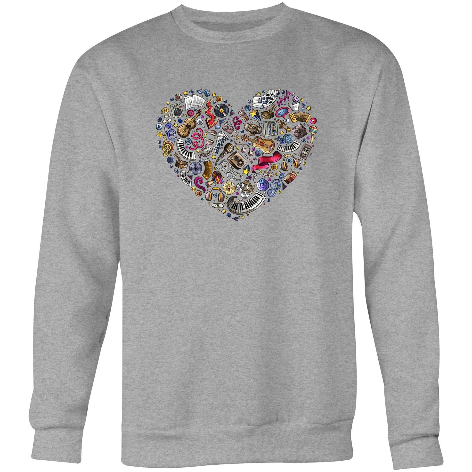 Heart Music - Crew Sweatshirt Grey Marle Sweatshirt Music