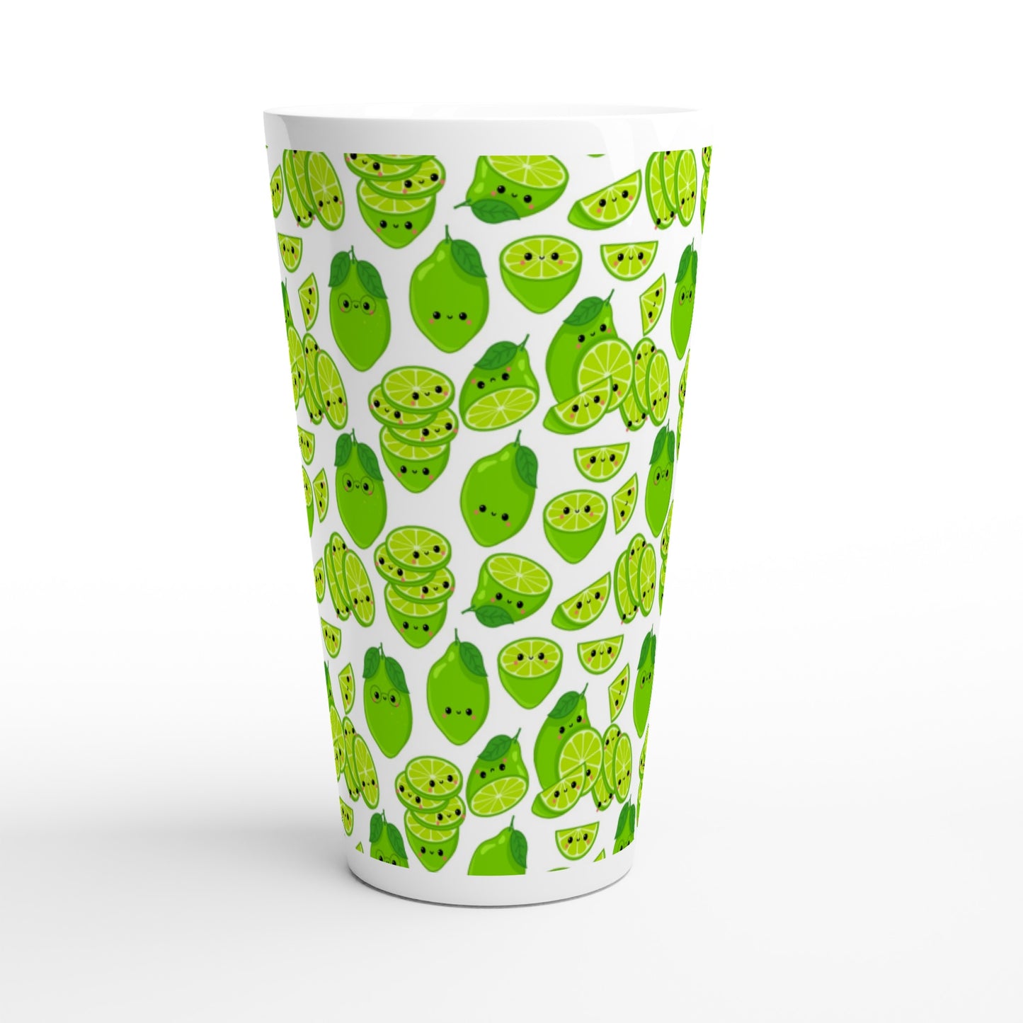 Cute Limes - White Latte 17oz Ceramic Mug Latte Mug food Globally Fulfilled