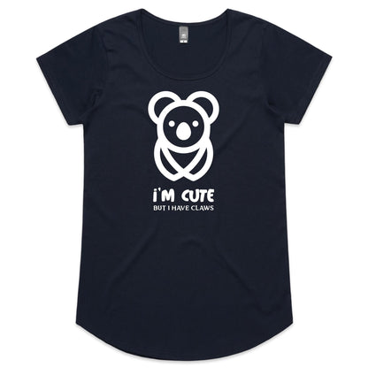 Koala, I'm Cute But I Have Claws- Womens Scoop Neck T-Shirt