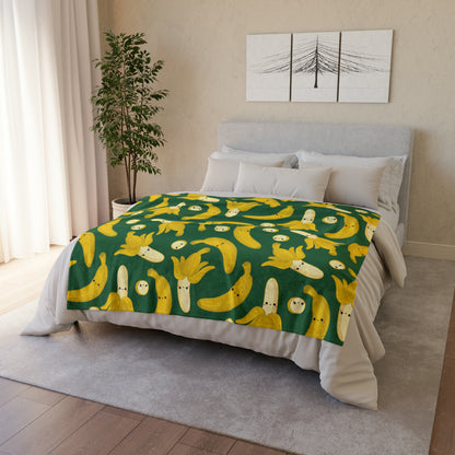 Happy Bananas - Soft Polyester Blanket 50" × 60" Blanket Food