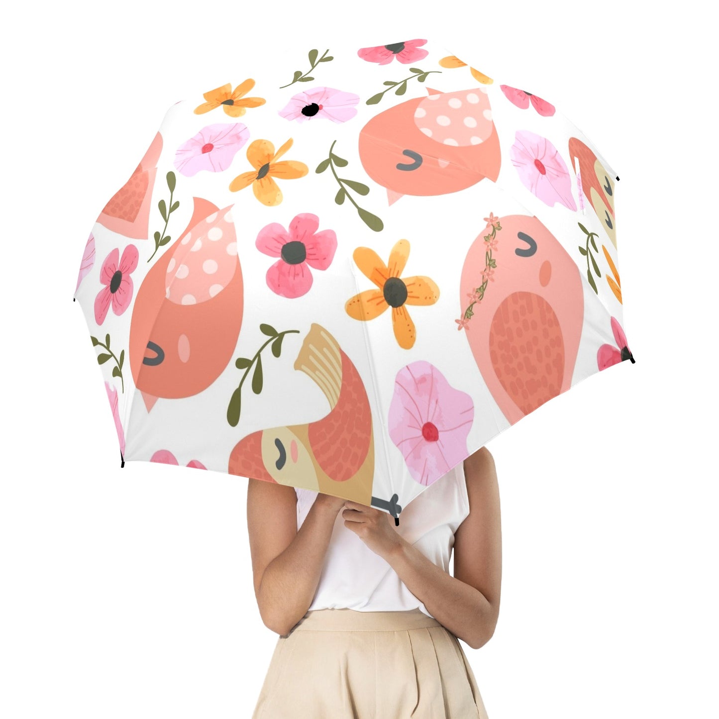 Lovely Birds - Semi-Automatic Foldable Umbrella Semi-Automatic Foldable Umbrella