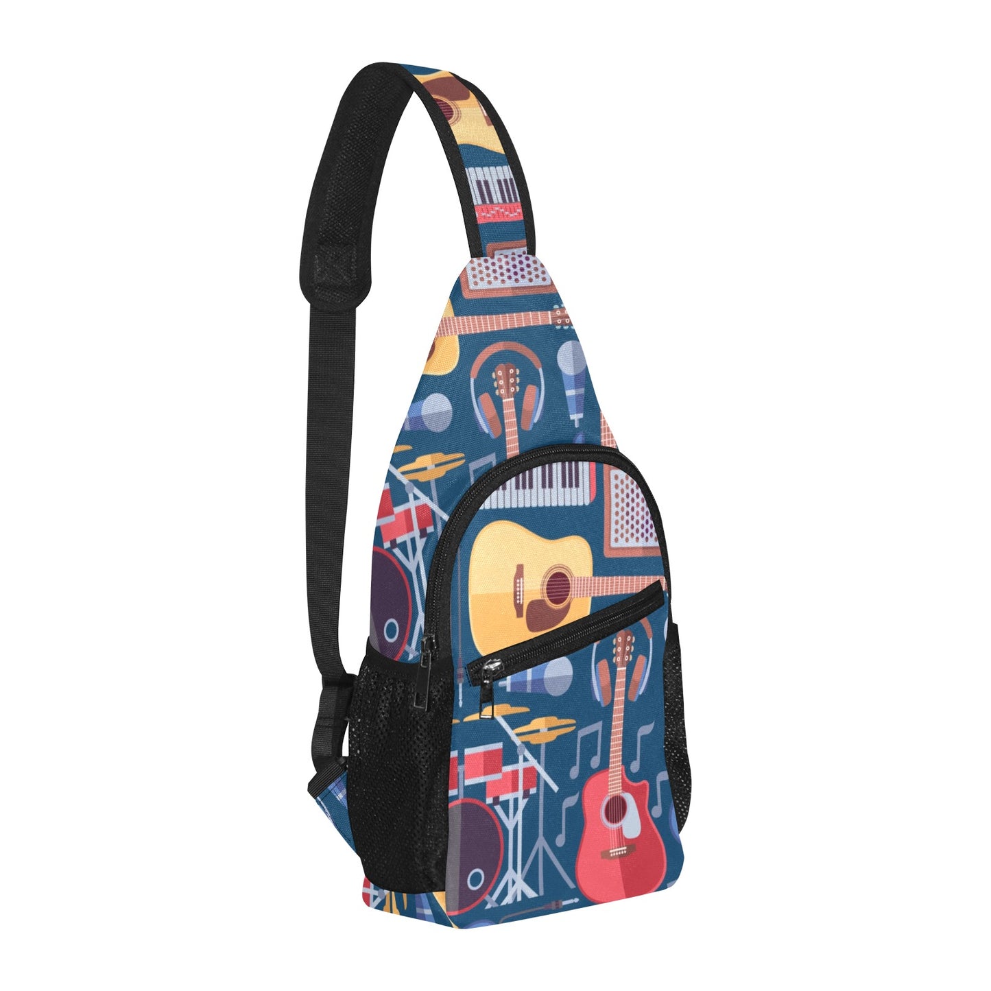 Music Instruments Blue - Chest Bag With Full Print