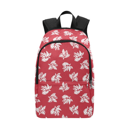 Red Retro Foliage, Hawaiian Flower - Fabric Backpack for Adult Adult Casual Backpack Printed Offshore Summer Surf