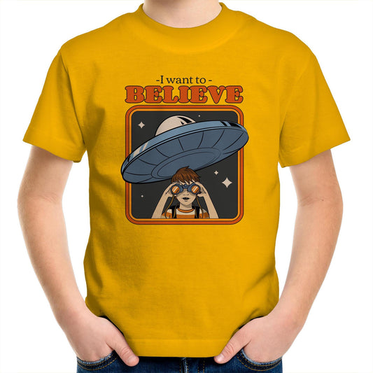 I Want To Believe, Alien UFO - Kids Youth T-Shirt