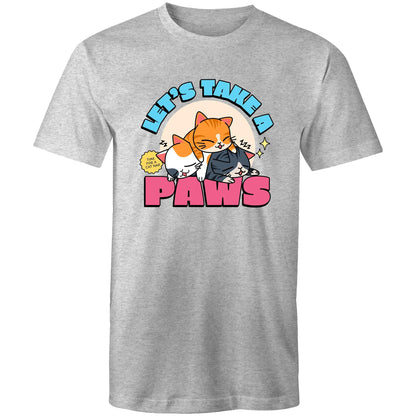 Let's Take A Paws, Time For A Cat Nap - Mens T-Shirt Grey Marle Mens T-shirt animal