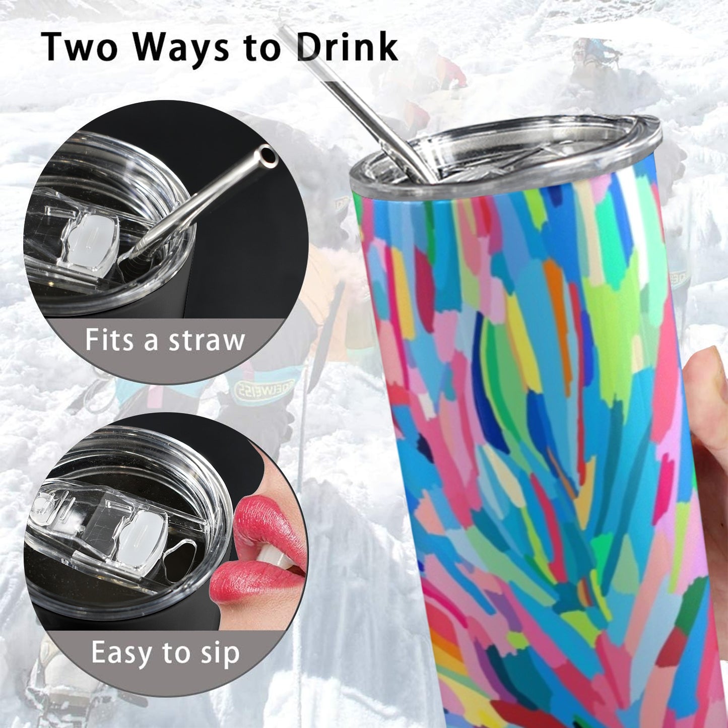 Brushstrokes - 20oz Tall Skinny Tumbler with Lid and Straw