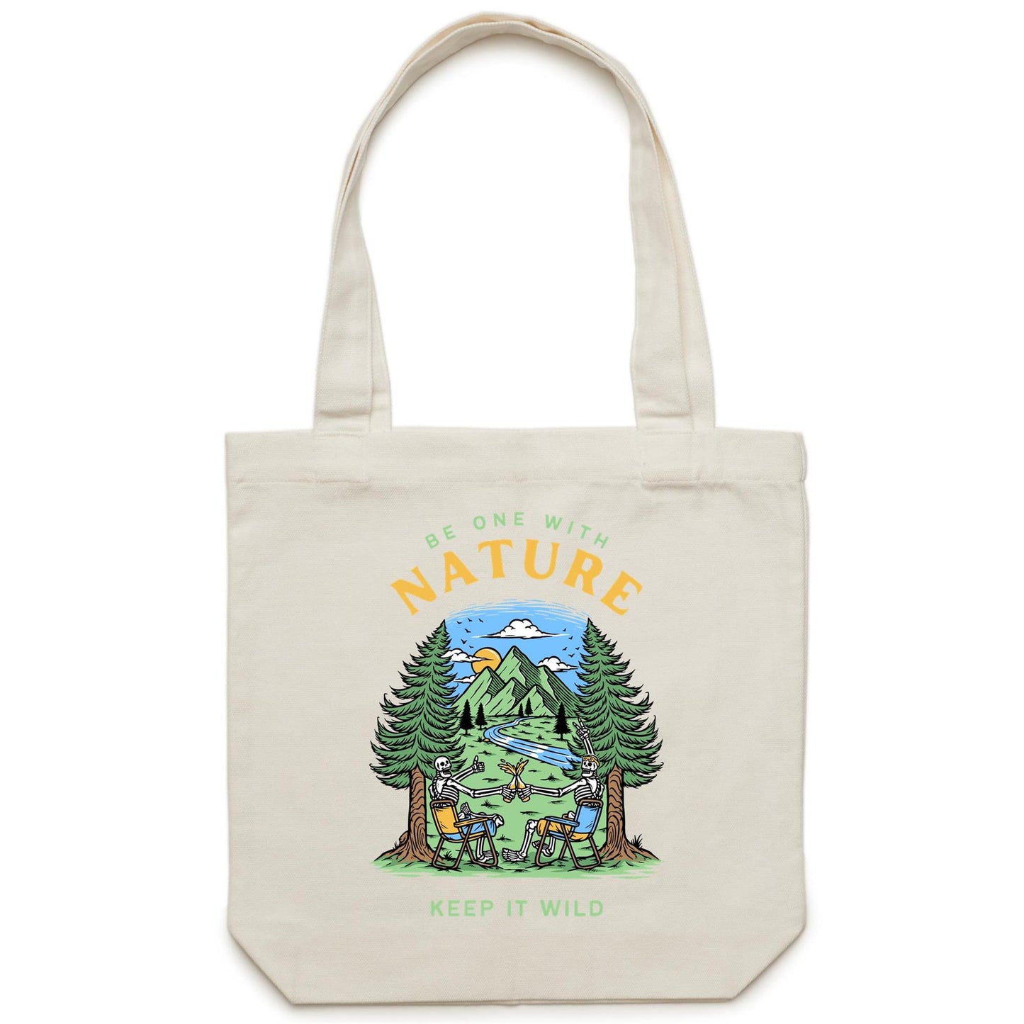 Be One With Nature, Skeleton - Canvas Tote Bag Cream One Size Tote Bag Environment Summer