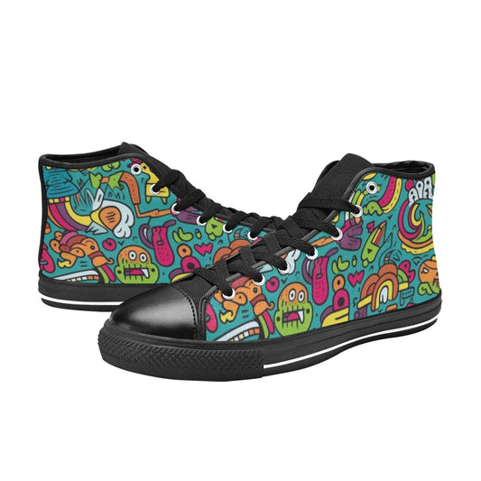 Crazy Characters - Kids High Top Canvas Shoes