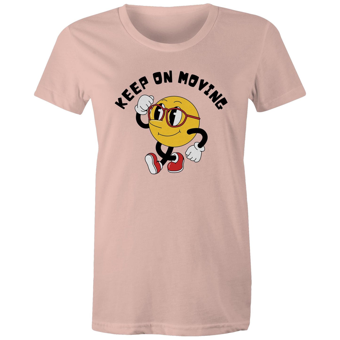 Keep On Moving - Womens T-shirt Pale Pink Womens T-shirt Fitness Printed In Australia