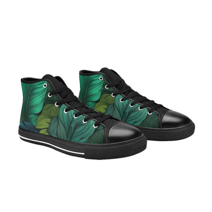 Tropical Leaves - Men's High Top Canvas Shoes