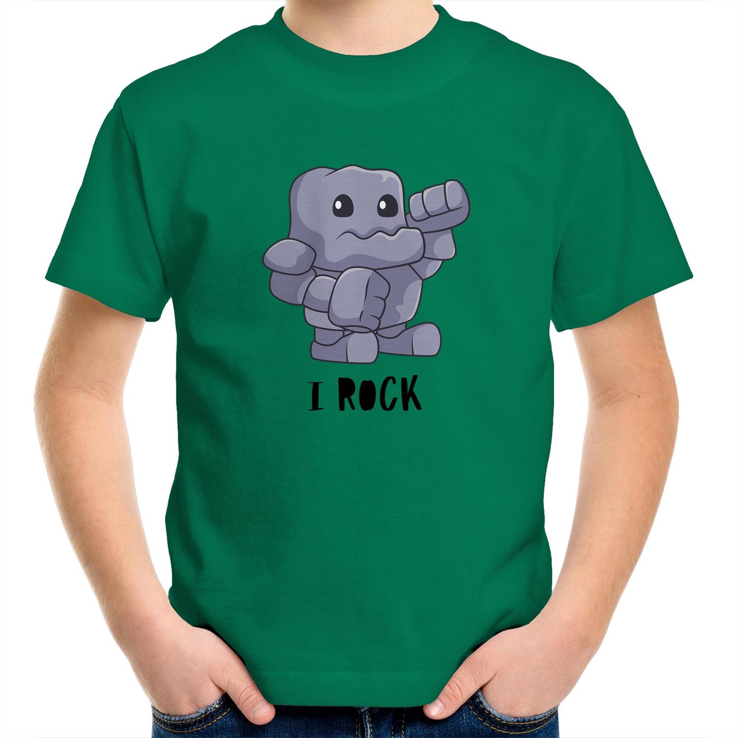 I Rock - Kids Youth T-Shirt Kelly Green Kids Youth T-shirt Music