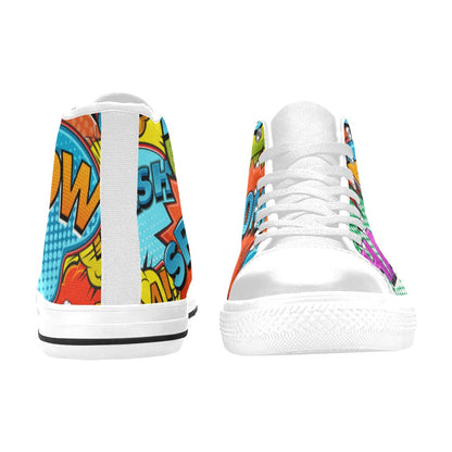 Comic Book 2 - Kids High Top Canvas Shoes