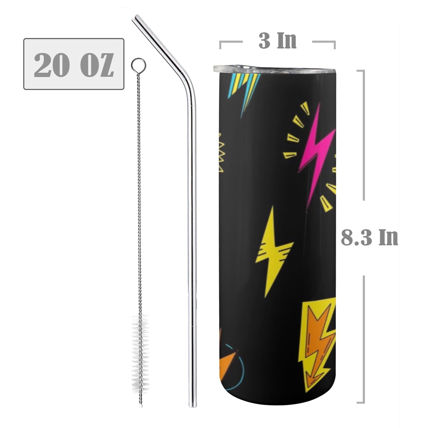 Fun Lightning - 20oz Tall Skinny Tumbler with Lid and Straw