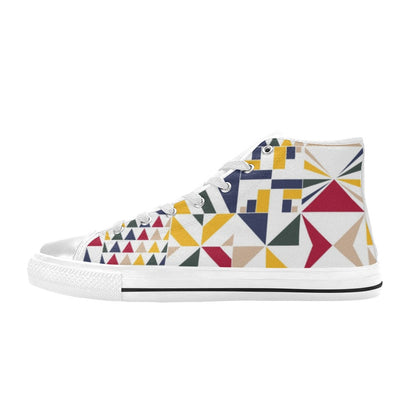 Red Mosaic - Men's High Top Canvas Shoes