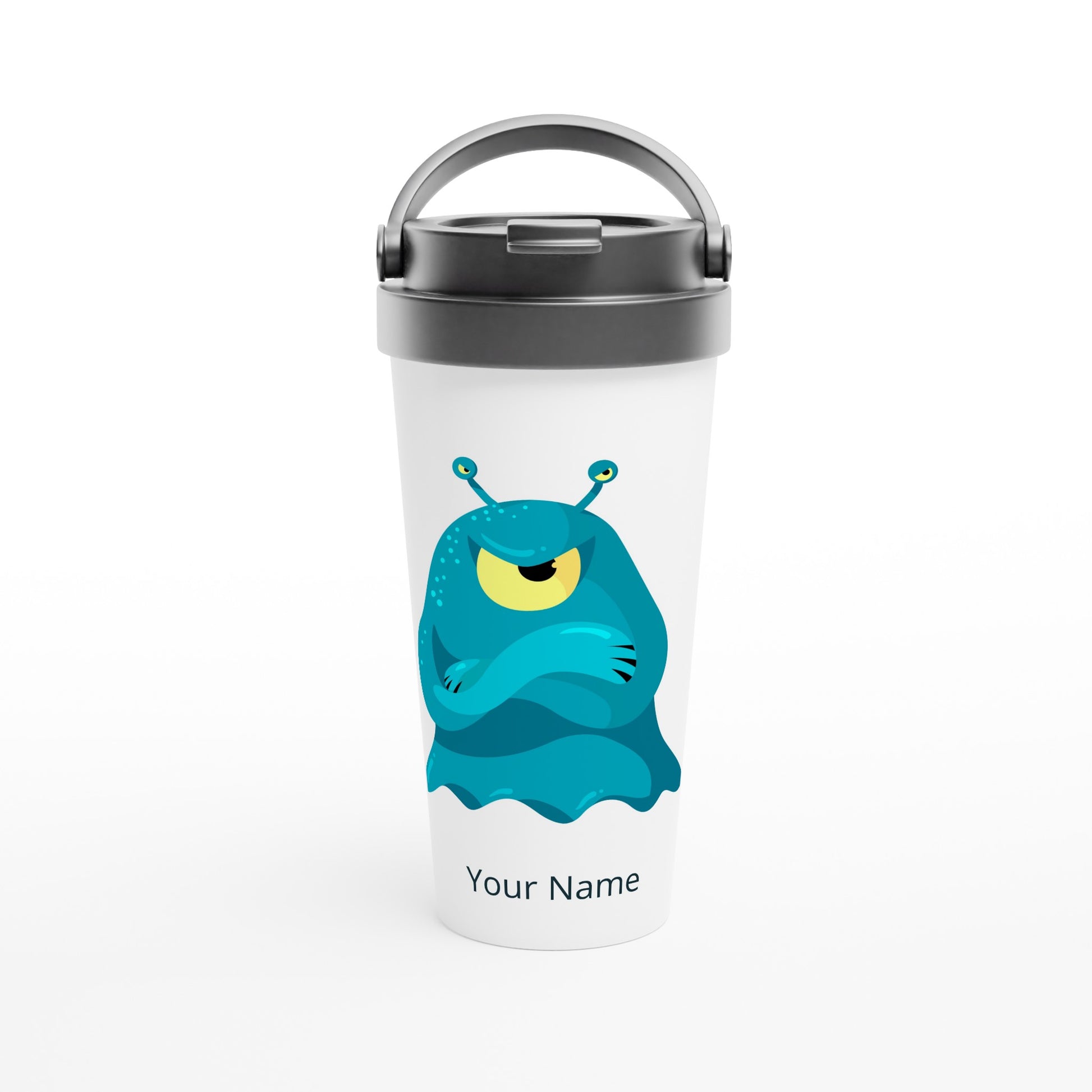 Personalised - Blue Monster - White 15oz Stainless Steel Travel Mug Default Title Personalised Travel Mug coffee funny