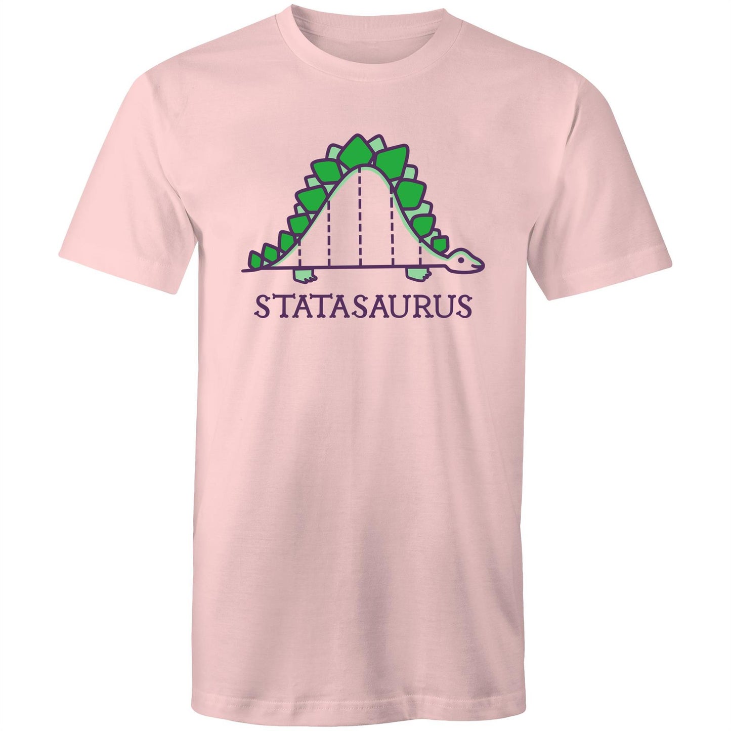 Statasaurus, Maths, Dinosaur - Mens T-Shirt Pink Mens T-shirt Maths Printed In Australia