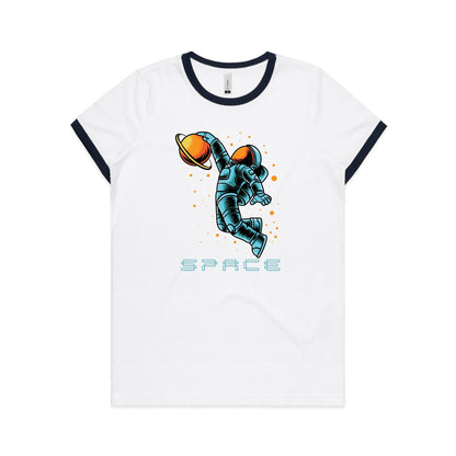 Astronaut Basketball - Women's Ringer Tee