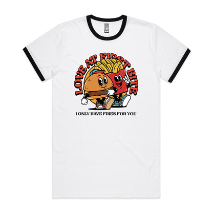 Love At First Bite, Hamburger And Fries - Staple Ringer Tee