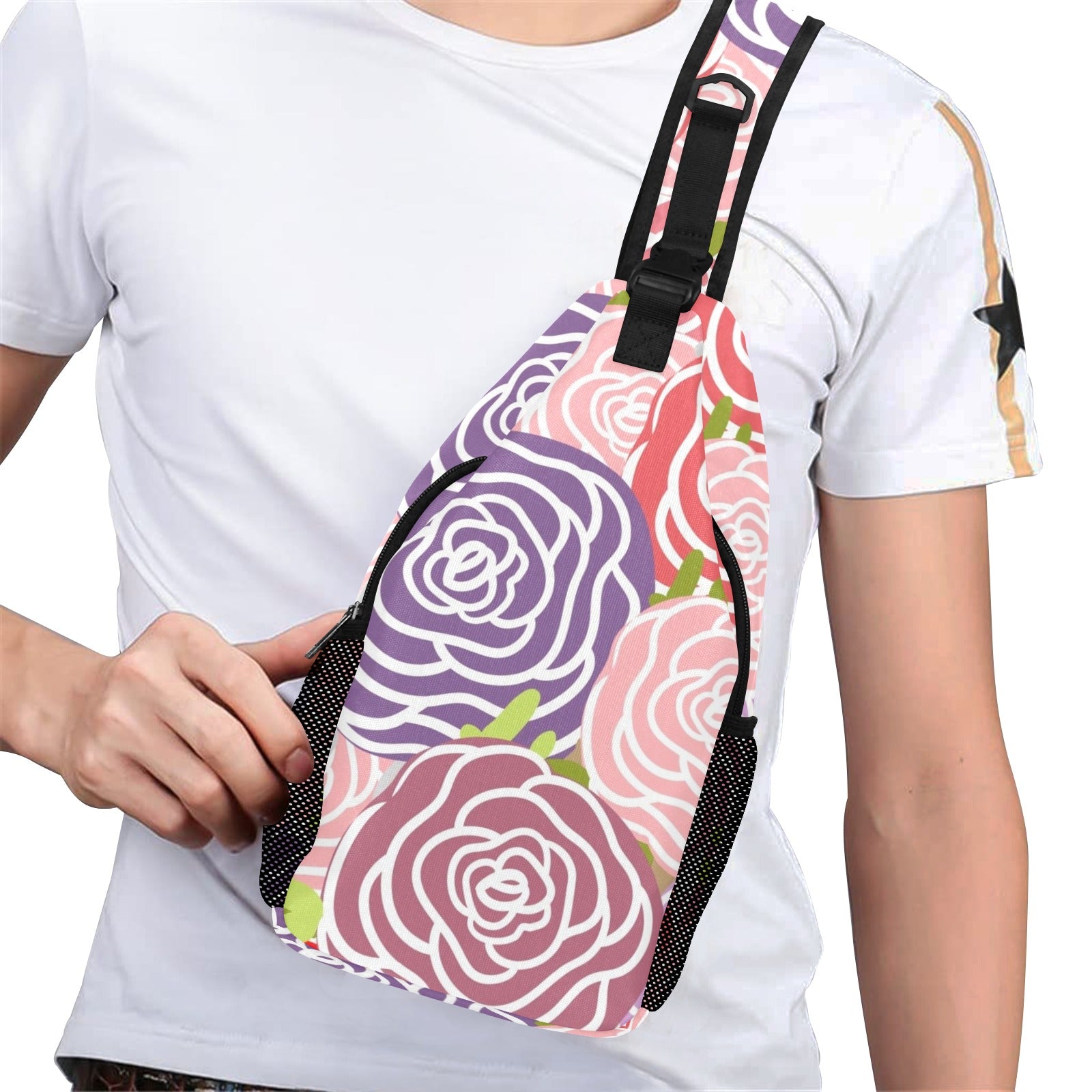 Abstract Roses - Cross-Body Chest Bag Cross-Body Chest Bag Printed Offshore