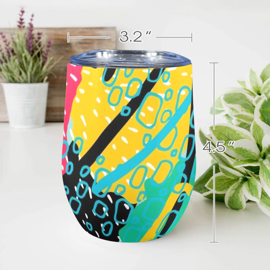 Bright And Colourful - 12oz Wine Tumbler 12oz Wine Tumbler Printed Offshore