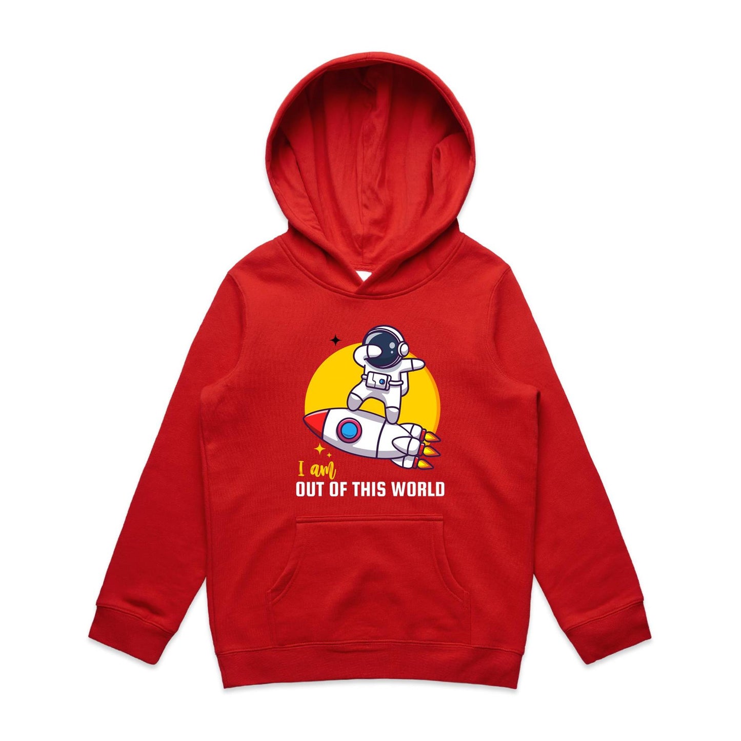 I Am Out Of This World, Astronaut - Youth Supply Hood Red Kids Hoodie Sci Fi
