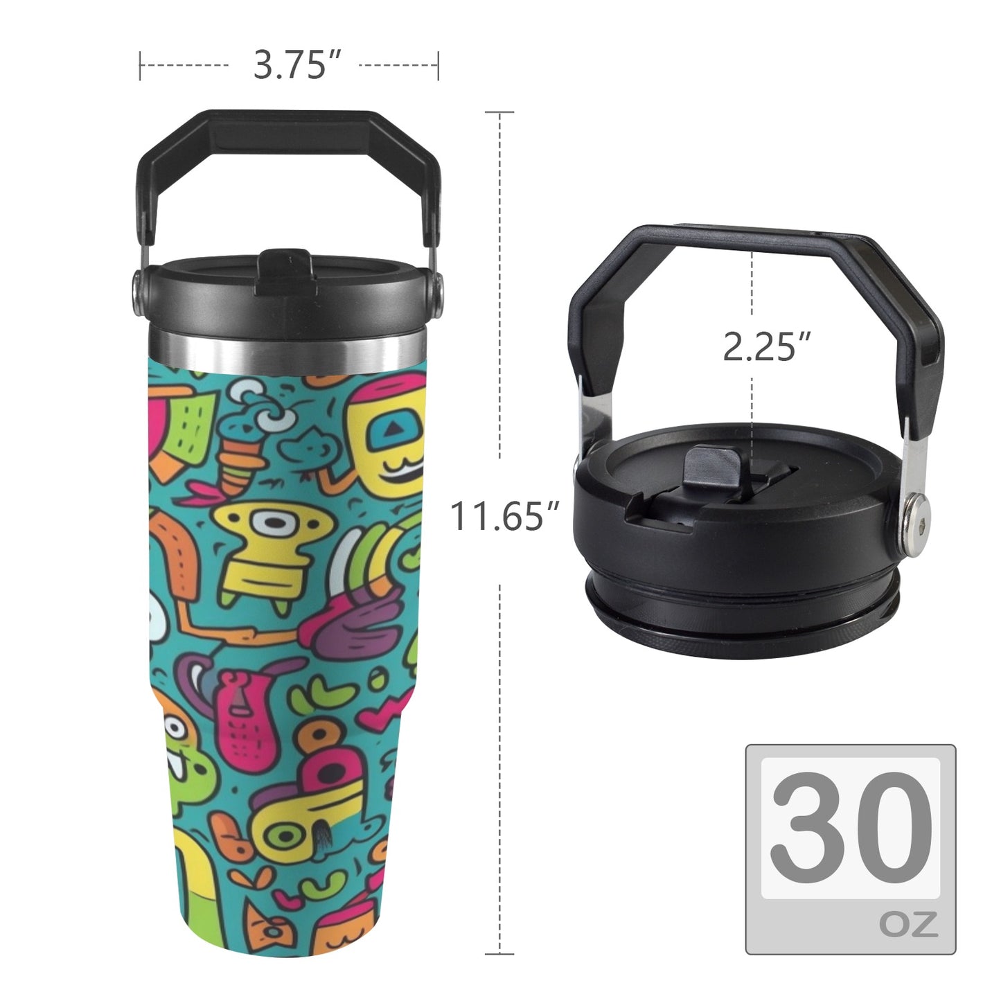 Crazy Characters - 30oz Tumbler with Top Handle