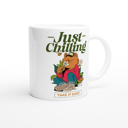 Just Chilling - White 11oz Ceramic Mug White 11oz Mug animal Globally Fulfilled