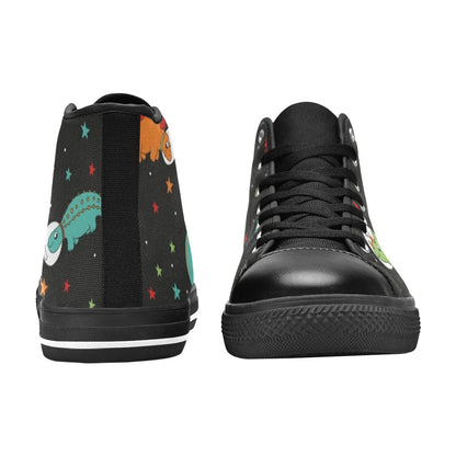 Astronaut Dinosaurs - Kids' High Top Canvas Shoes