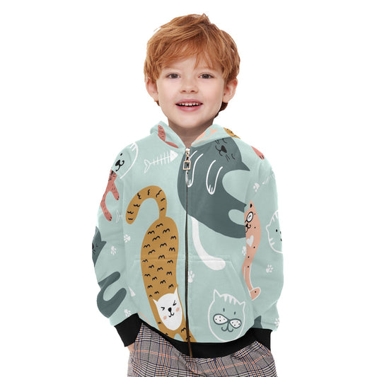 Cat Stretch - Junior Boys Zip Up Hoodie