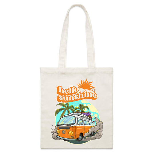 Hello Sunshine, Beach Van - Parcel Canvas Tote Bag Default Title Parcel Tote Bag Summer