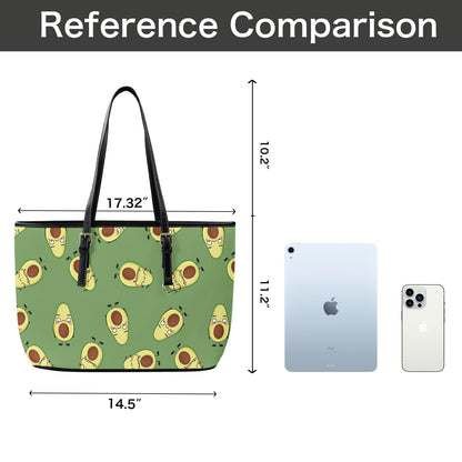 Avocado Characters - Leather Tote Bag-Large