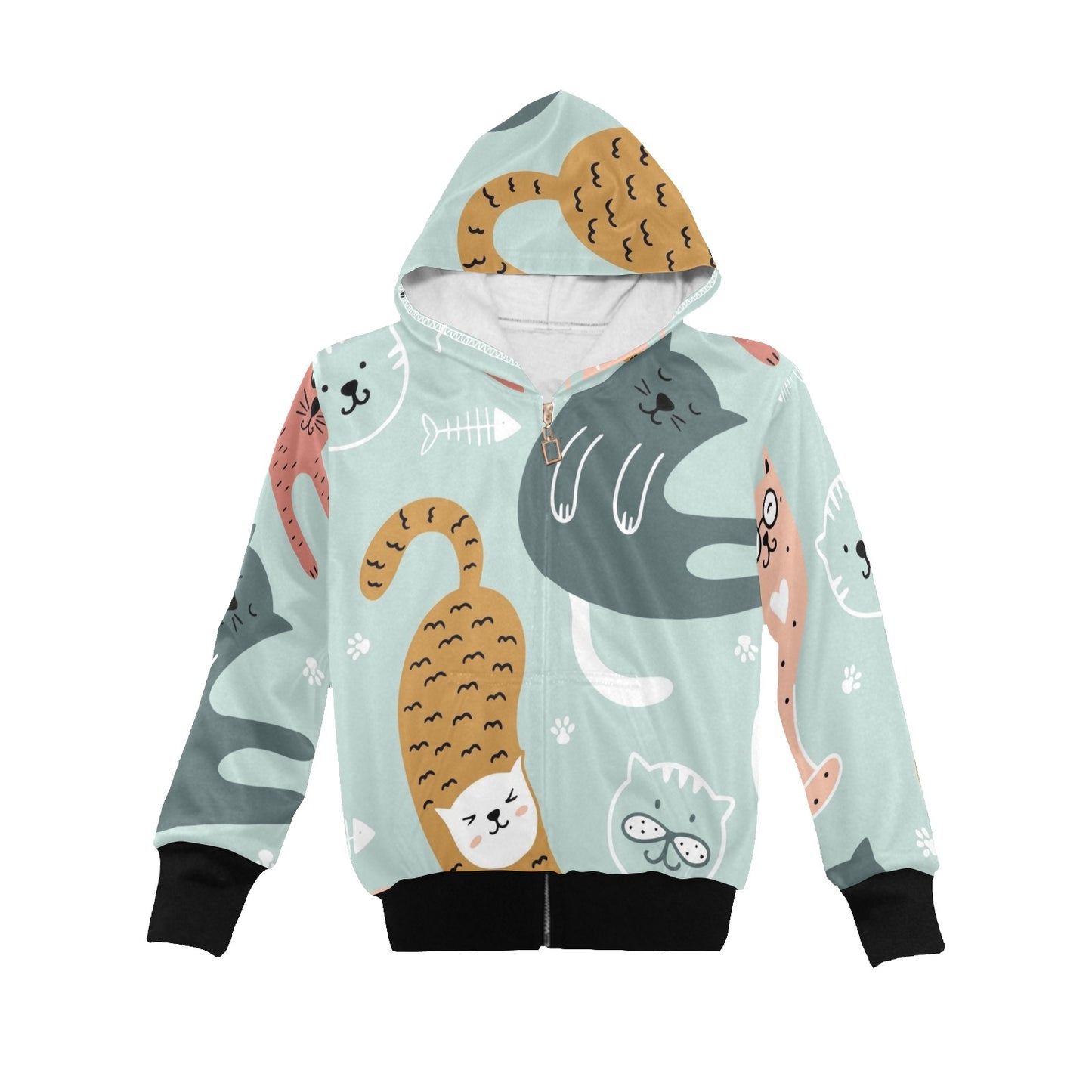 Cat Stretch - Junior Girls Zip Up Hoodie